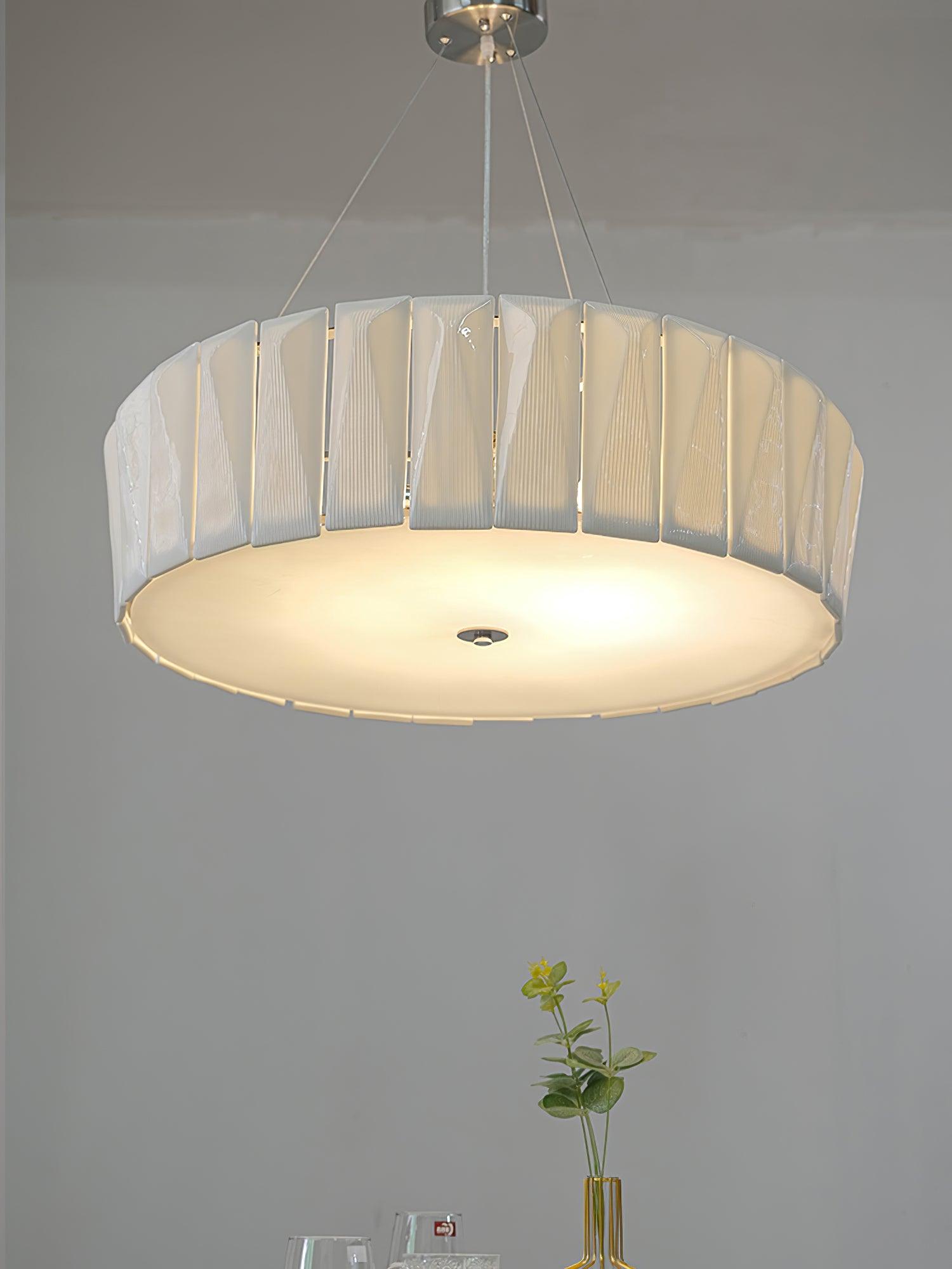 Modern Shard Disc Chandelier Ceramic and Acrylic Integrated Ceiling Light for Luxury Living Spaces