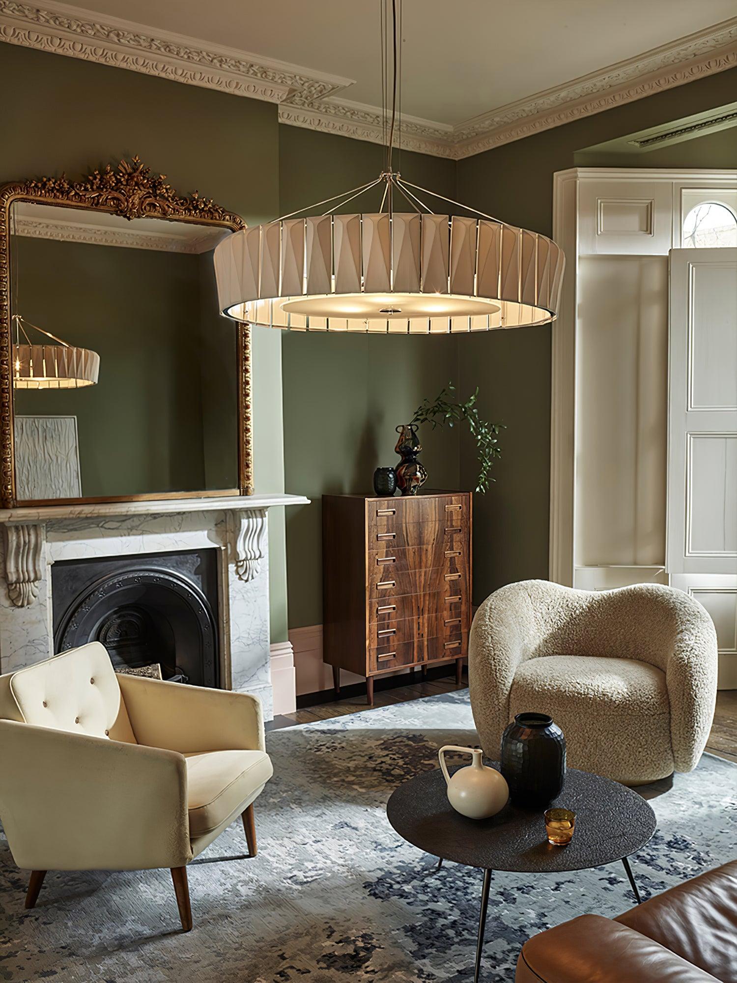 Modern Shard Disc Chandelier Ceramic and Acrylic Integrated Ceiling Light for Luxury Living Spaces