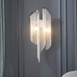Modern Silver Chain Tassel Wall Sconce Decorative Aluminum Fringe Light for Living Room Bedroom Set of 2