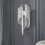 Modern Silver Chain Tassel Wall Sconce Decorative Aluminum Fringe Light for Living Room Bedroom Set of 2