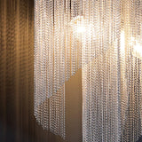 Modern Silver Chain Tassel Wall Sconce Decorative Aluminum Fringe Light for Living Room Bedroom Set of 2