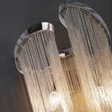Modern Silver Chain Tassel Wall Sconce Decorative Aluminum Fringe Light for Living Room Bedroom Set of 2