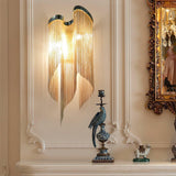 Modern Silver Chain Tassel Wall Sconce Decorative Aluminum Fringe Light for Living Room Bedroom Set of 2