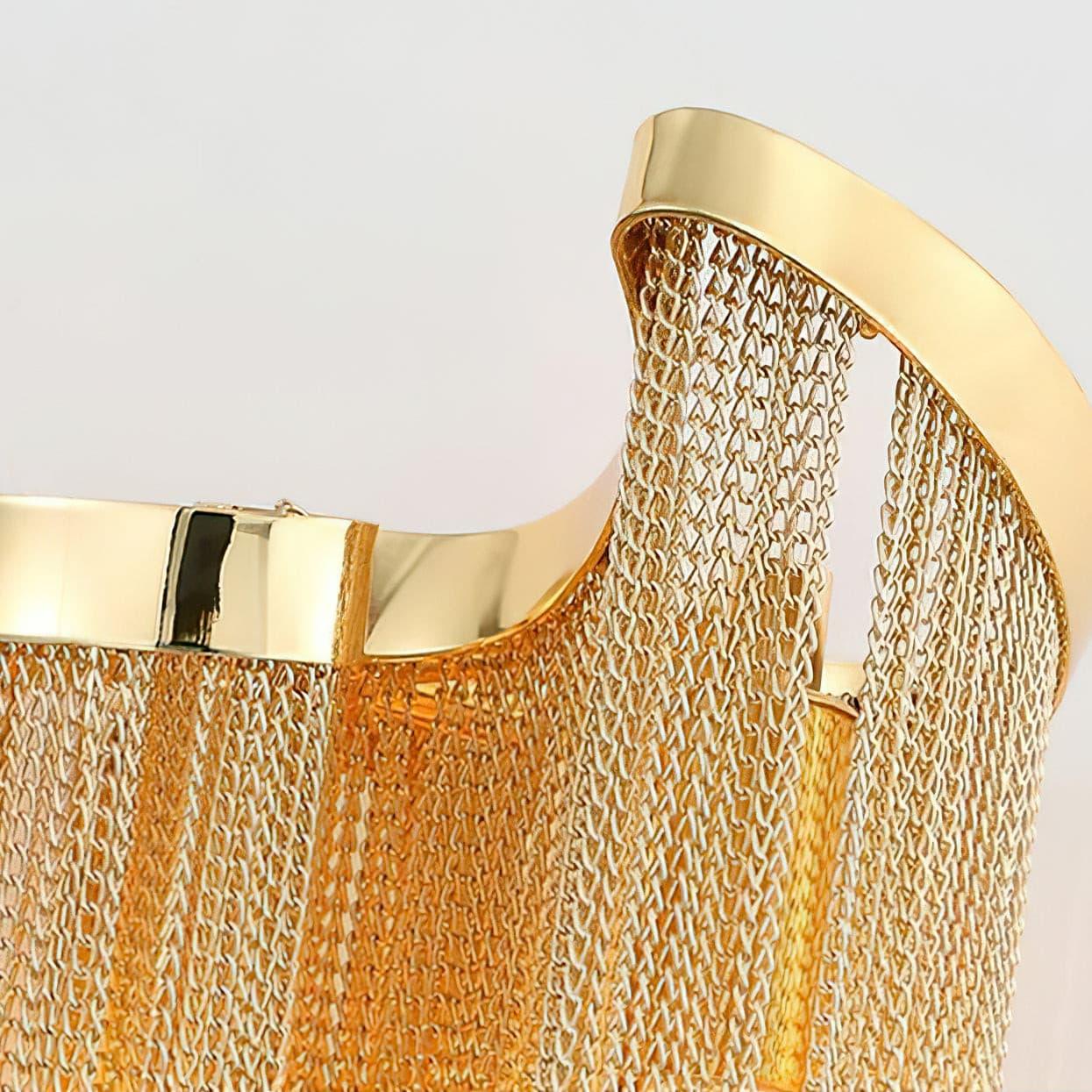 Modern Silver Chain Tassel Wall Sconce Decorative Aluminum Fringe Light for Living Room Bedroom Set of 2