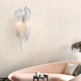 Modern Silver Chain Tassel Wall Sconce Decorative Aluminum Fringe Light for Living Room Bedroom Set of 2