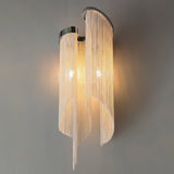 Modern Silver Chain Tassel Wall Sconce Decorative Aluminum Fringe Light for Living Room Bedroom Set of 2