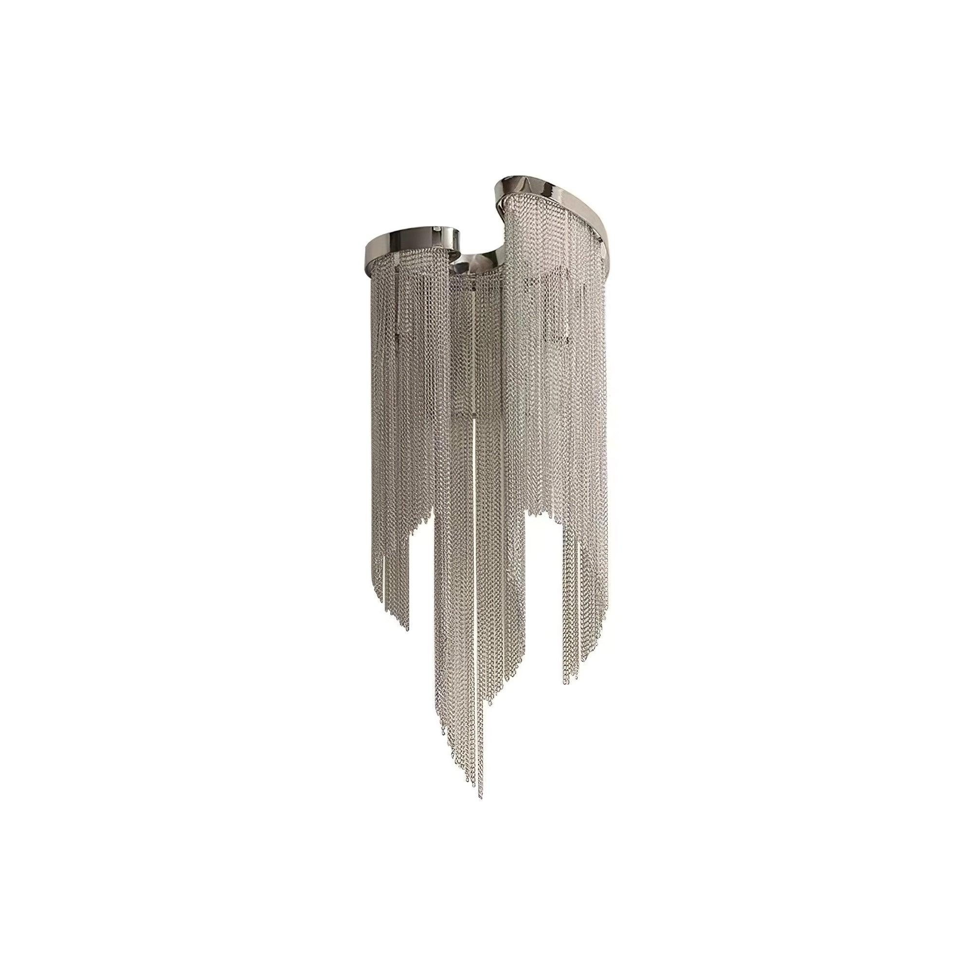 Modern Silver Chain Tassel Wall Sconce Decorative Aluminum Fringe Light for Living Room Bedroom Set of 2
