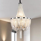 Modern Silver Lantern Chandelier Metal 6 Light LED Ceiling Hanging Pendant for Dining Room