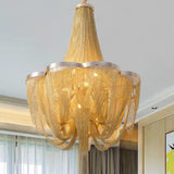 Modern Silver Lantern Chandelier Metal 6 Light LED Ceiling Hanging Pendant for Dining Room