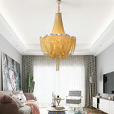 Modern Silver Lantern Chandelier Metal 6 Light LED Ceiling Hanging Pendant for Dining Room
