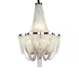 Modern Silver Lantern Chandelier Metal 6 Light LED Ceiling Hanging Pendant for Dining Room