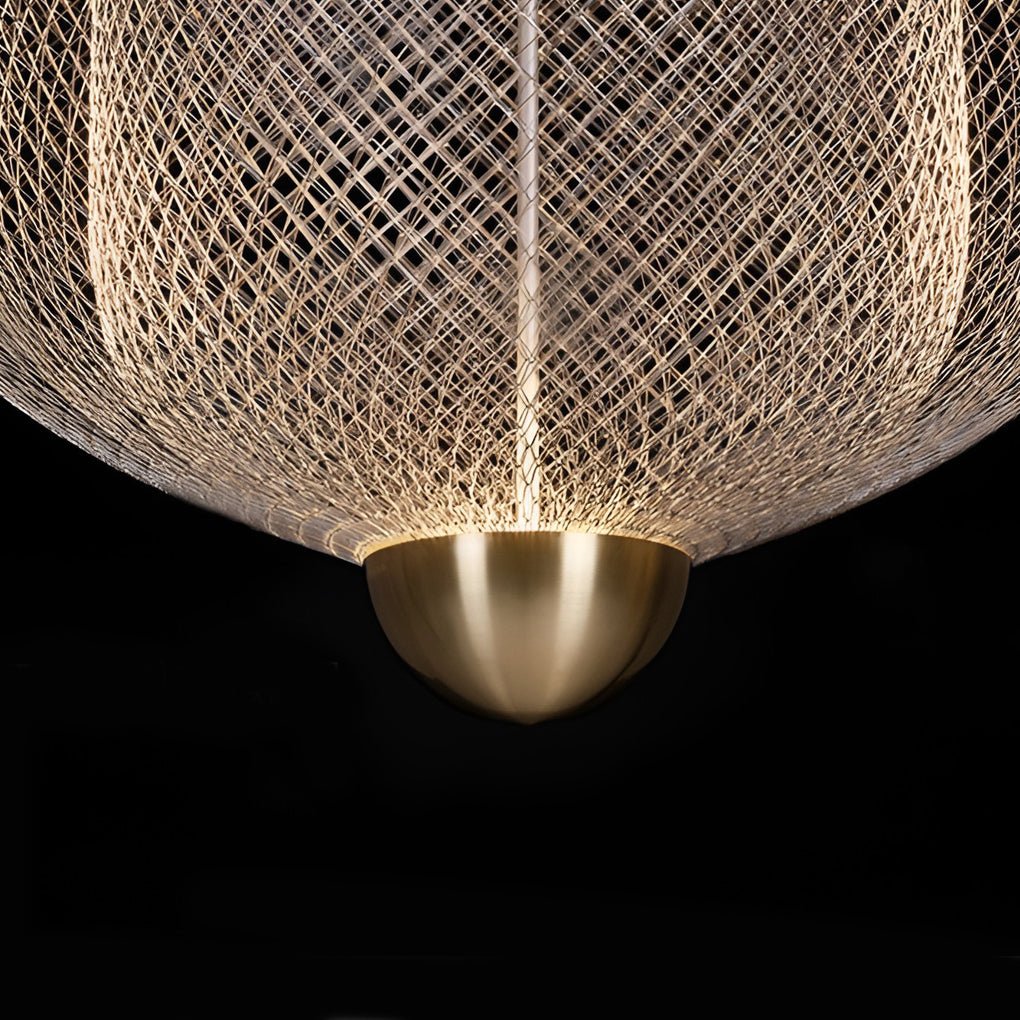 Modern Silver Metal Grid Chandelier Nordic Hanging Lamp for Dining Room and Living Space