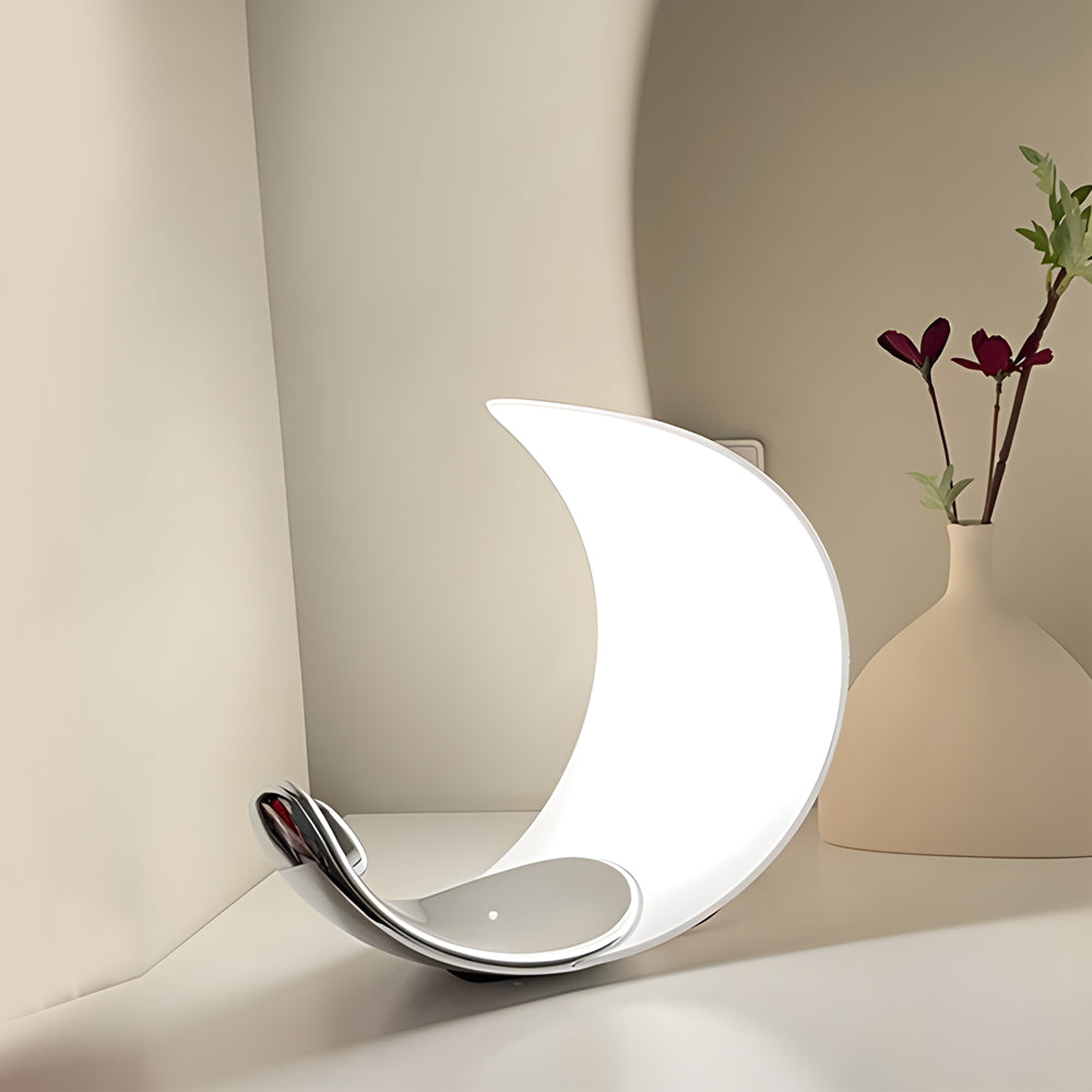 Modern Silver Polished Chrome Curl LED Table Lamp with 3 Step Touch Dimming Control