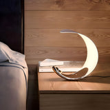 Modern Silver Polished Chrome Curl LED Table Lamp with 3 Step Touch Dimming Control