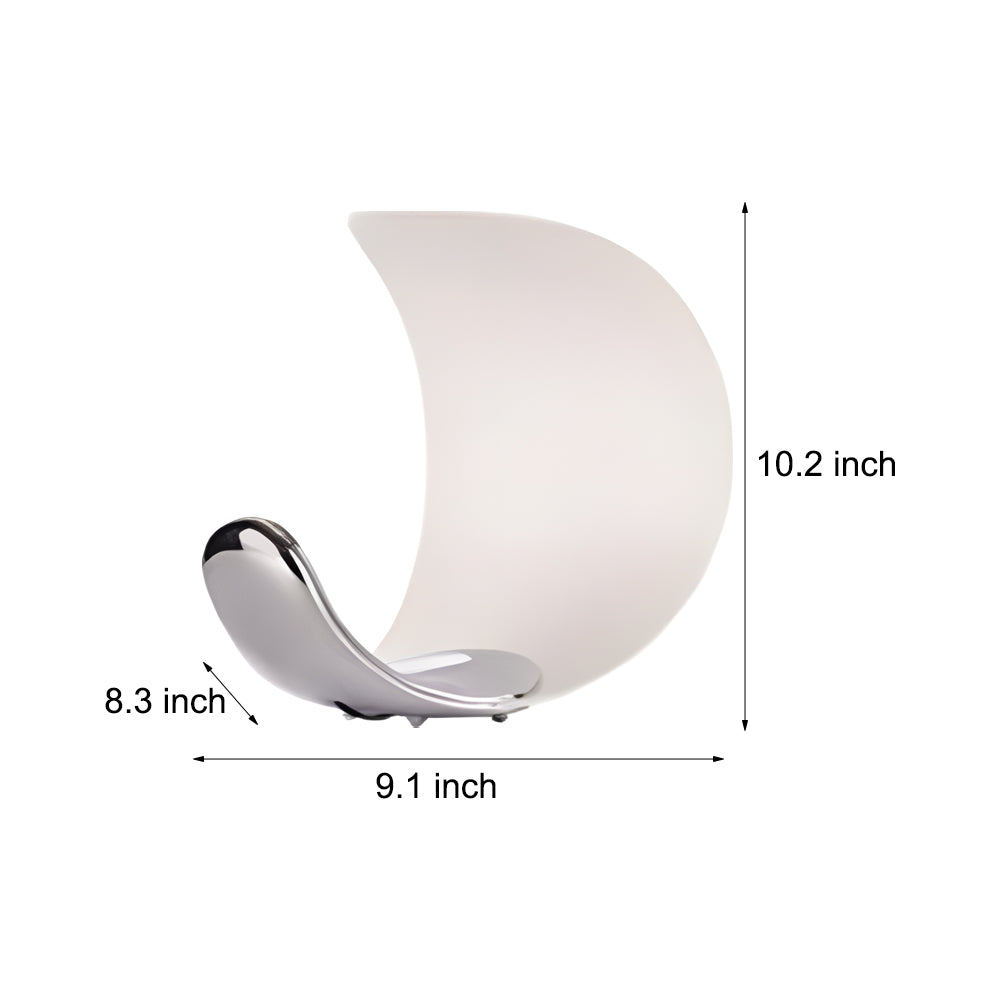 Modern Silver Polished Chrome Curl LED Table Lamp with 3 Step Touch Dimming Control