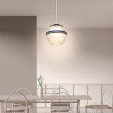 Modern Silver Spherical LED Pendant Light with Chrome Finish and Acrylic Globe