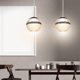 Modern Silver Spherical LED Pendant Light with Chrome Finish and Acrylic Globe