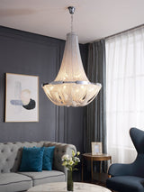Modern Silver Tassel Aluminum Chain Chandelier Luxury Fringe Pendant Ceiling Fixture
