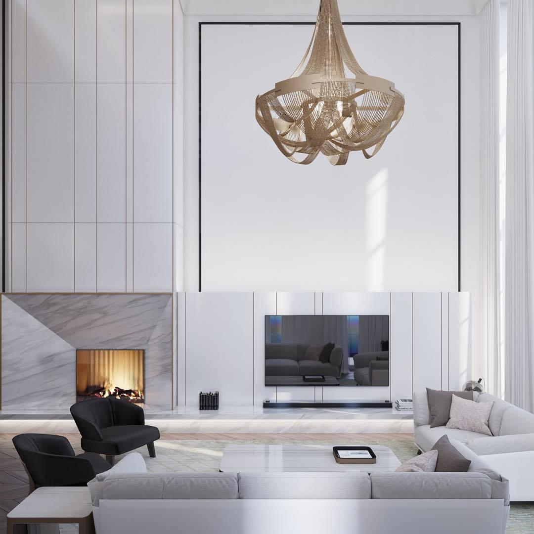 Modern Silver Tassel Aluminum Chain Chandelier Luxury Fringe Pendant Ceiling Fixture