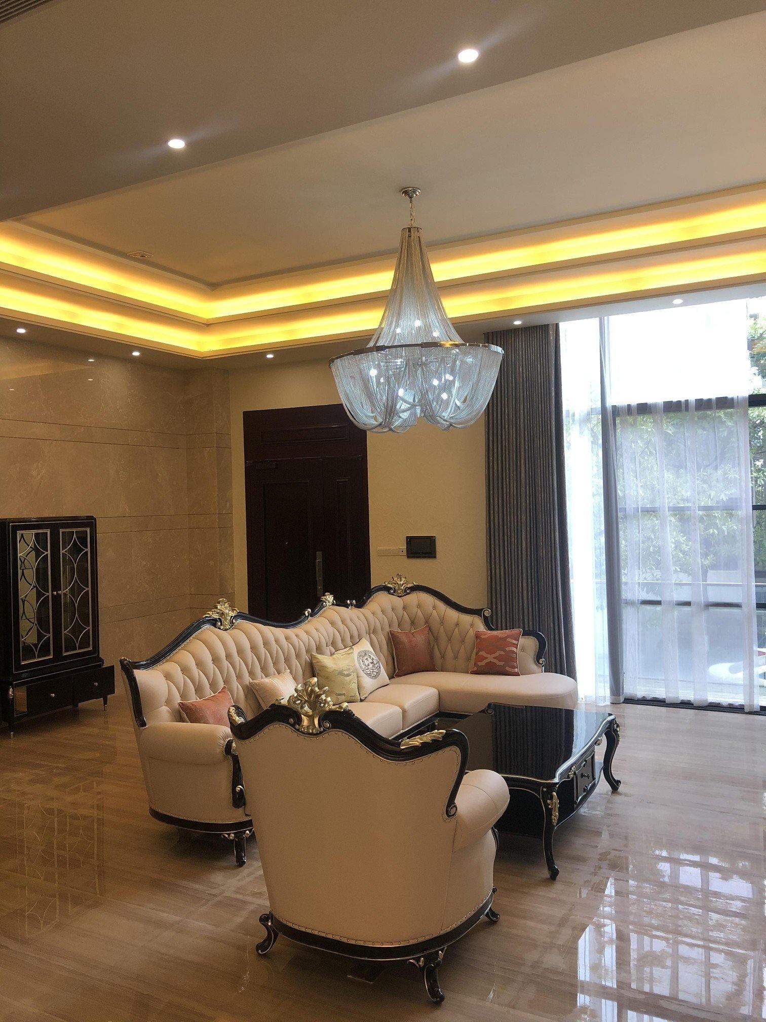 Modern Silver Tassel Aluminum Chain Chandelier Luxury Fringe Pendant Ceiling Fixture