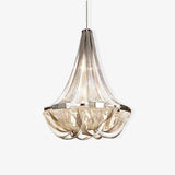 Modern Silver Tassel Aluminum Chain Chandelier Luxury Fringe Pendant Ceiling Fixture