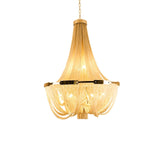 Modern Silver Tassel Aluminum Chain Chandelier Luxury Fringe Pendant Ceiling Fixture