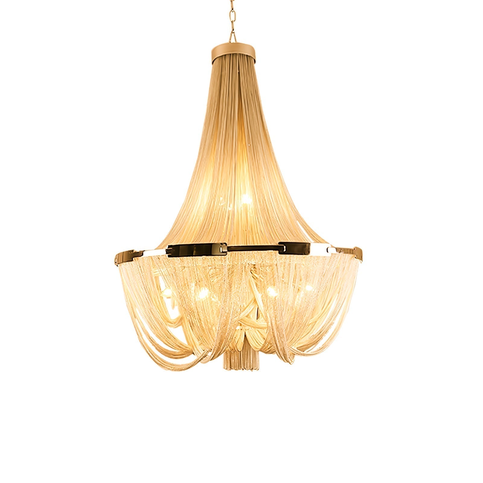 Modern Silver Tassel Aluminum Chain Chandelier Luxury Fringe Pendant Ceiling Fixture
