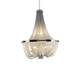 Modern Silver Tassel Aluminum Chain Chandelier Luxury Fringe Pendant Ceiling Fixture