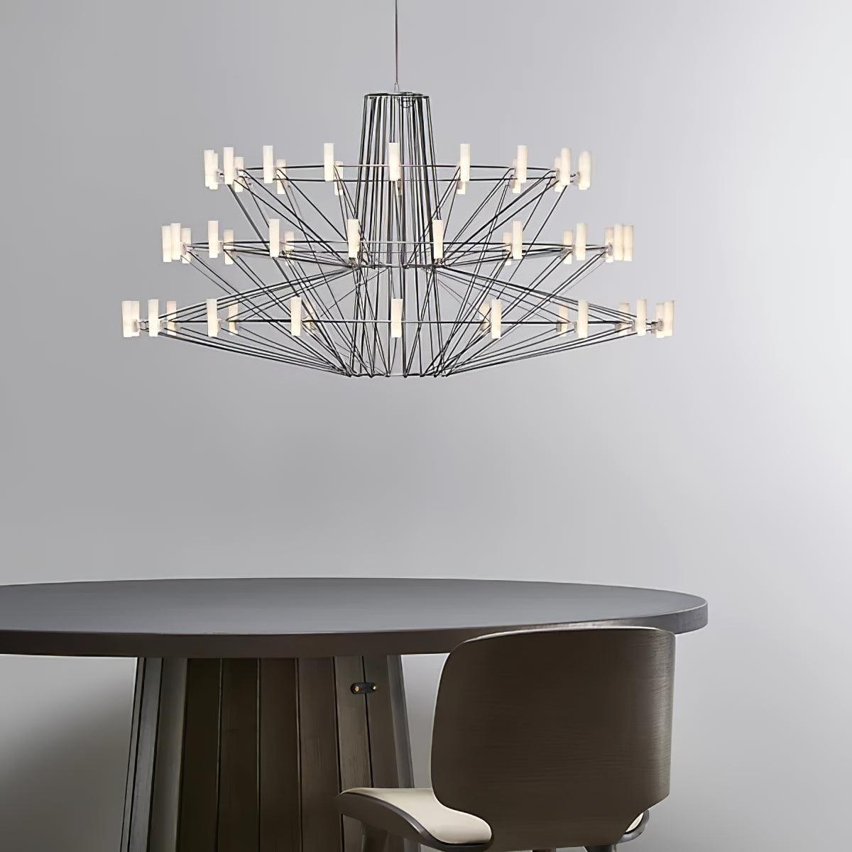 Modern Sky Ballet LED Ring Chandelier Minimalist Stainless Steel and Acrylic Pendant Light Fixture