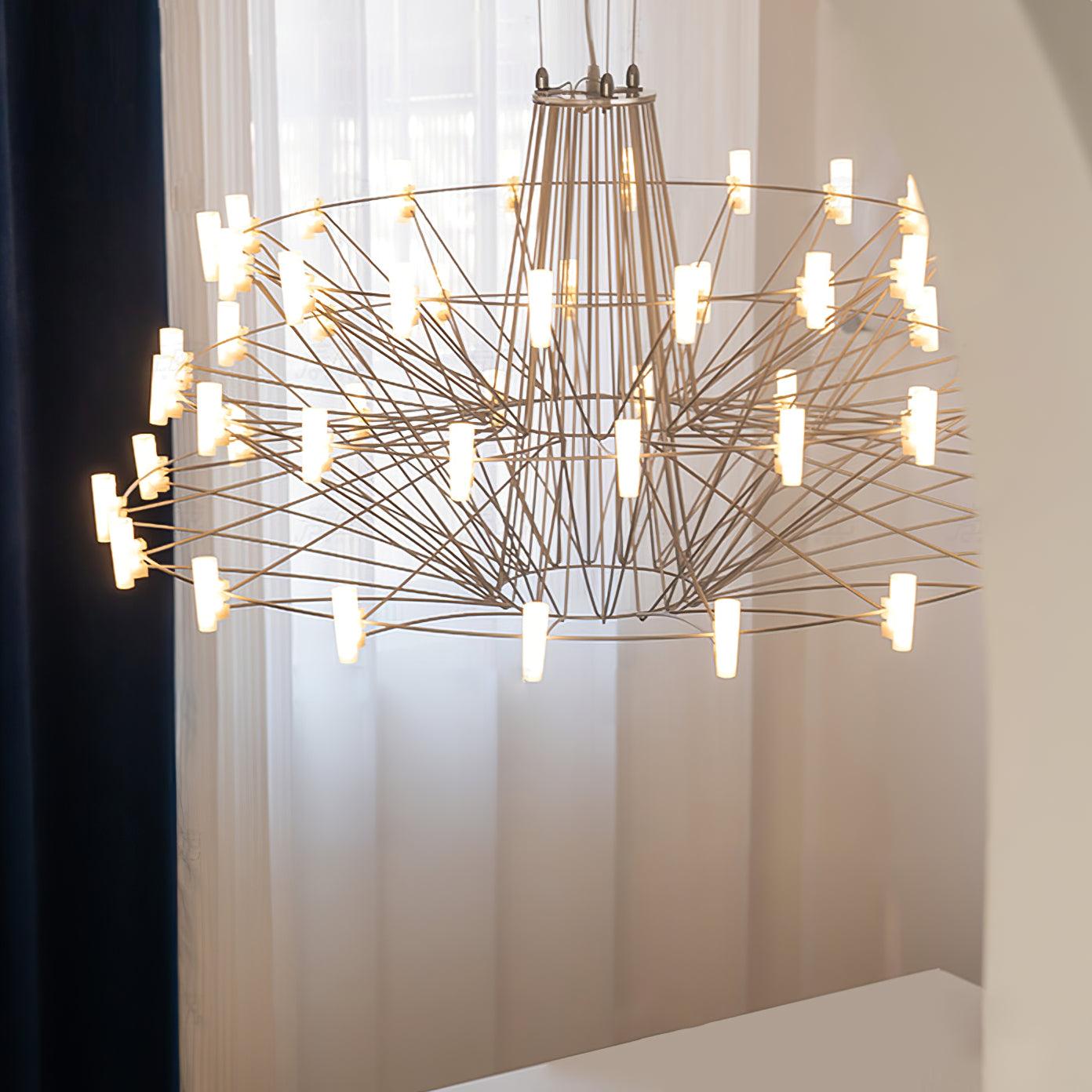 Modern Sky Ballet LED Ring Chandelier Minimalist Stainless Steel and Acrylic Pendant Light Fixture