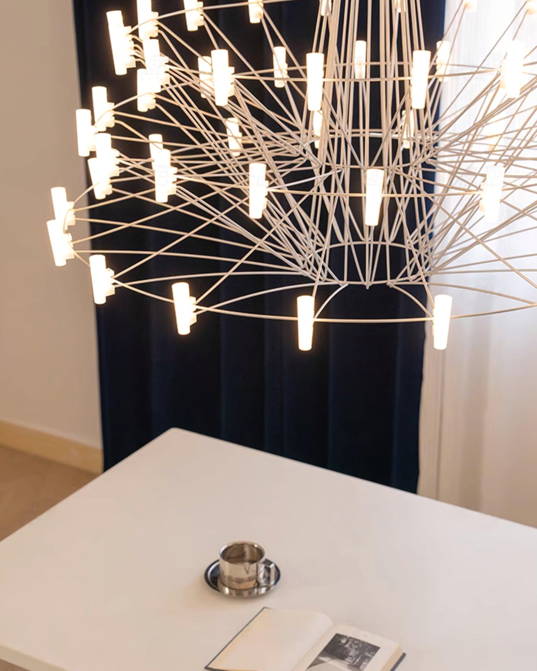 Modern Sky Ballet LED Ring Chandelier Minimalist Stainless Steel and Acrylic Pendant Light Fixture