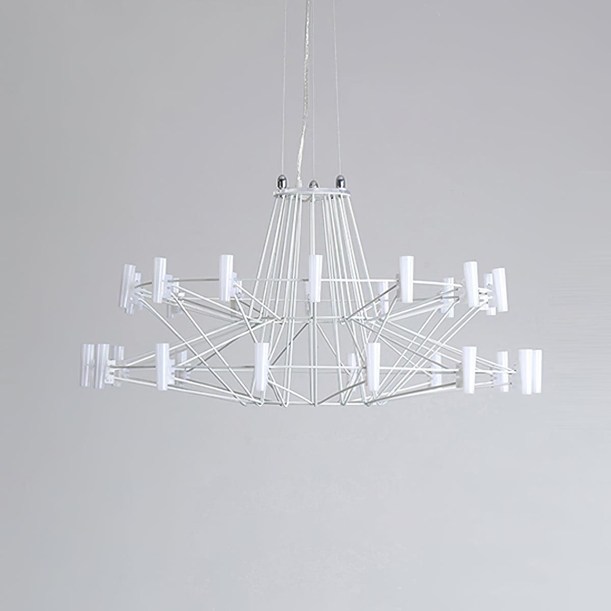 Modern Sky Ballet LED Ring Chandelier Minimalist Stainless Steel and Acrylic Pendant Light Fixture