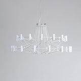 Modern Sky Ballet LED Ring Chandelier Minimalist Stainless Steel and Acrylic Pendant Light Fixture