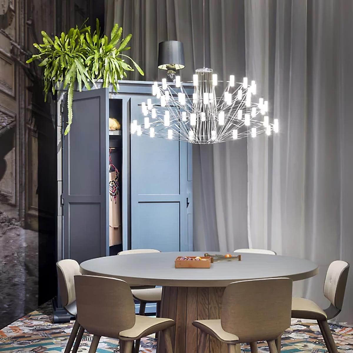 Modern Sky Ballet LED Ring Chandelier Minimalist Stainless Steel and Acrylic Pendant Light Fixture