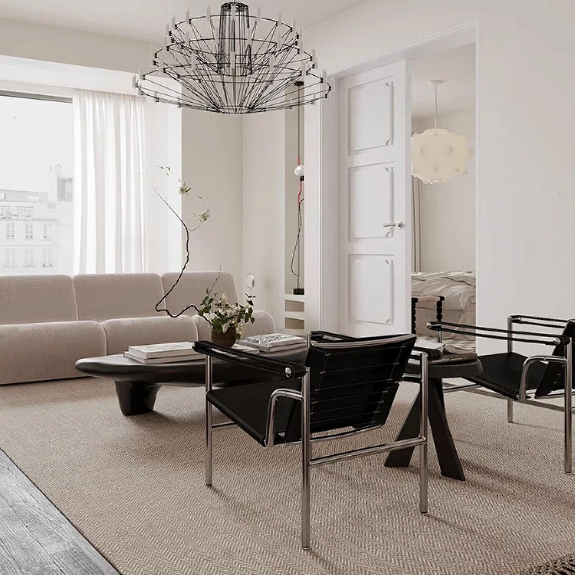 Modern Sky Ballet LED Ring Chandelier Minimalist Stainless Steel and Acrylic Pendant Light Fixture