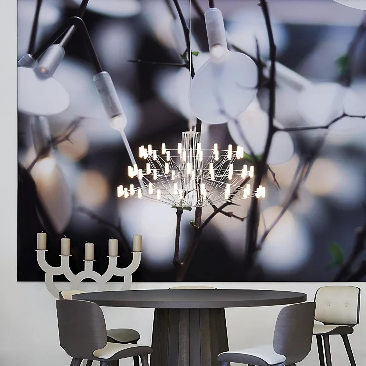 Modern Sky Ballet LED Ring Chandelier Minimalist Stainless Steel and Acrylic Pendant Light Fixture