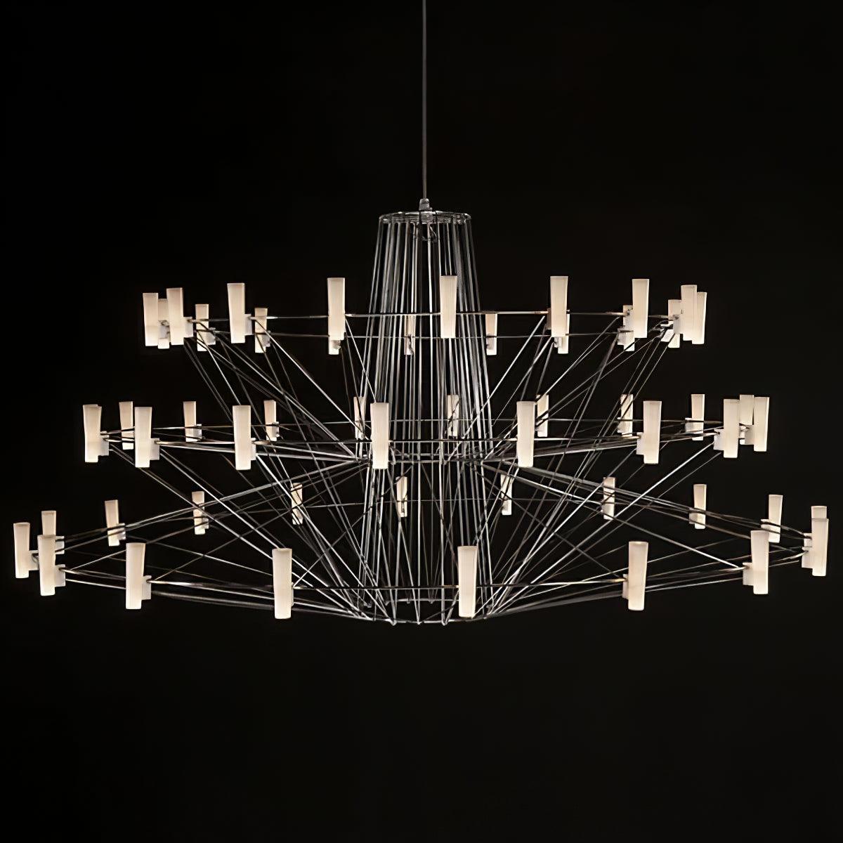 Modern Sky Ballet LED Ring Chandelier Minimalist Stainless Steel and Acrylic Pendant Light Fixture