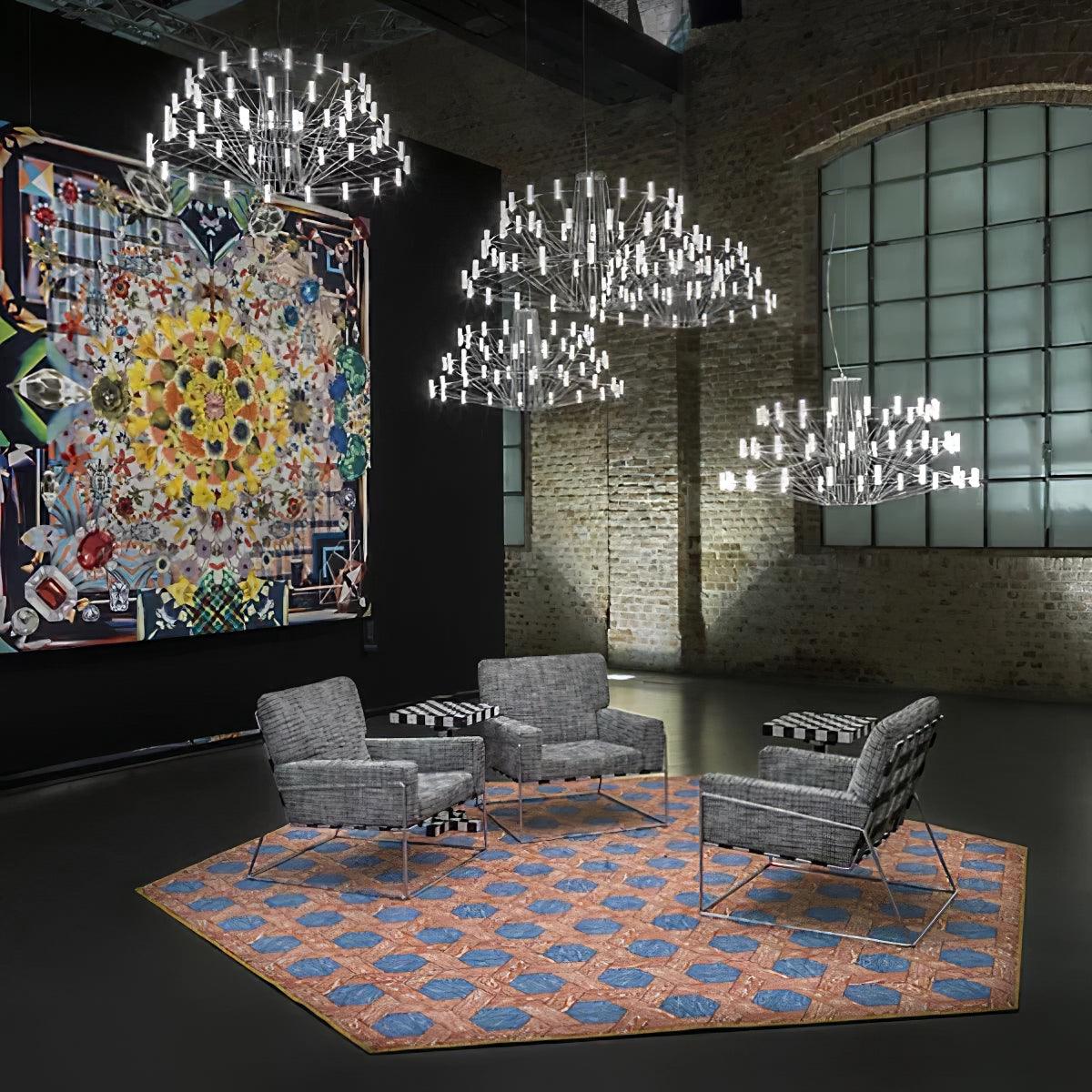 Modern Sky Ballet LED Ring Chandelier Minimalist Stainless Steel and Acrylic Pendant Light Fixture