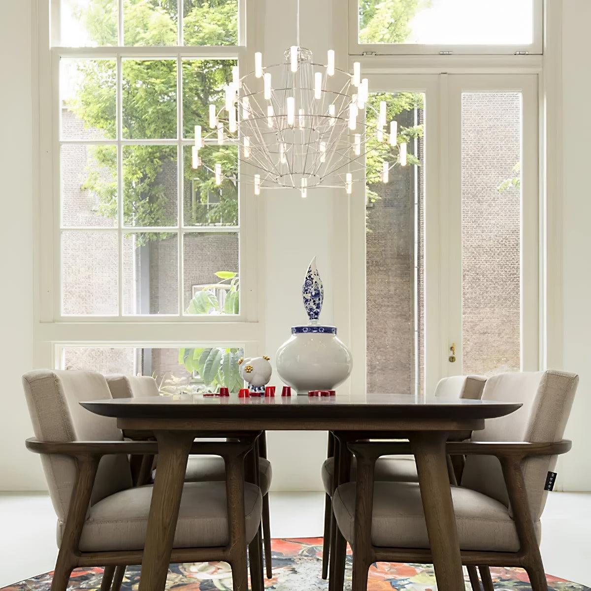 Modern Sky Ballet LED Ring Chandelier Minimalist Stainless Steel and Acrylic Pendant Light Fixture
