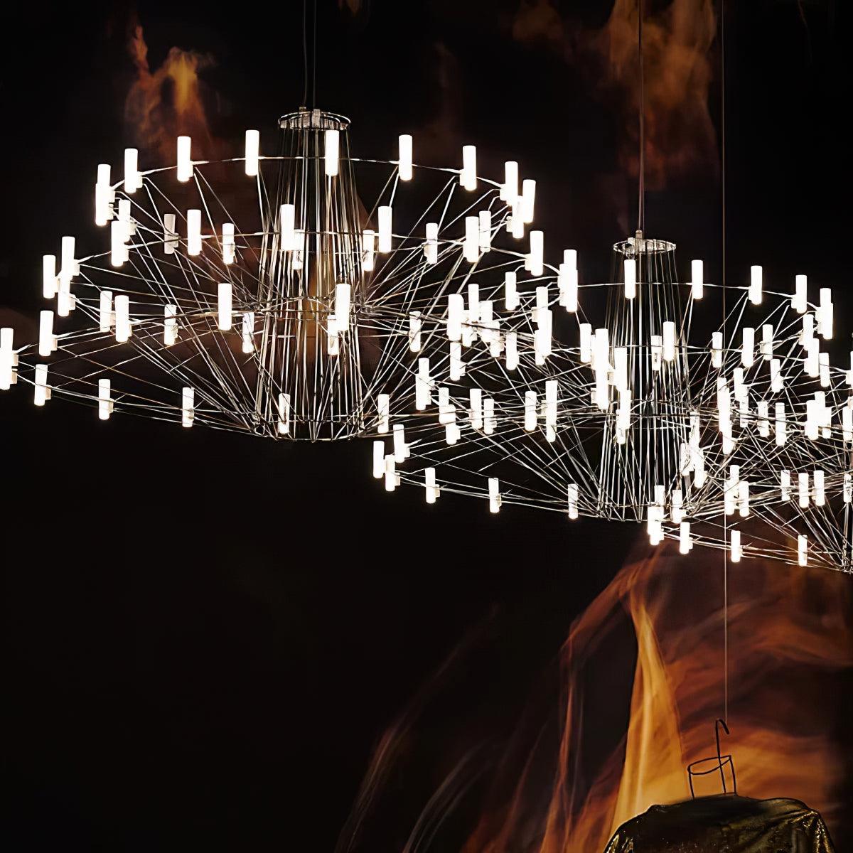 Modern Sky Ballet LED Ring Chandelier Minimalist Stainless Steel and Acrylic Pendant Light Fixture