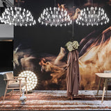 Modern Sky Ballet LED Ring Chandelier Minimalist Stainless Steel and Acrylic Pendant Light Fixture