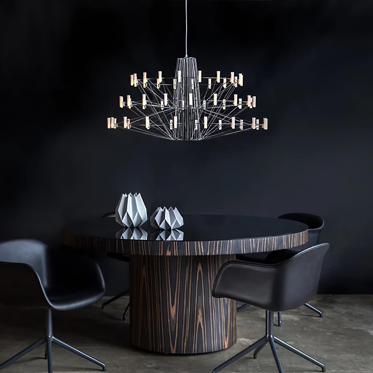 Modern Sky Ballet LED Ring Chandelier Minimalist Stainless Steel and Acrylic Pendant Light Fixture
