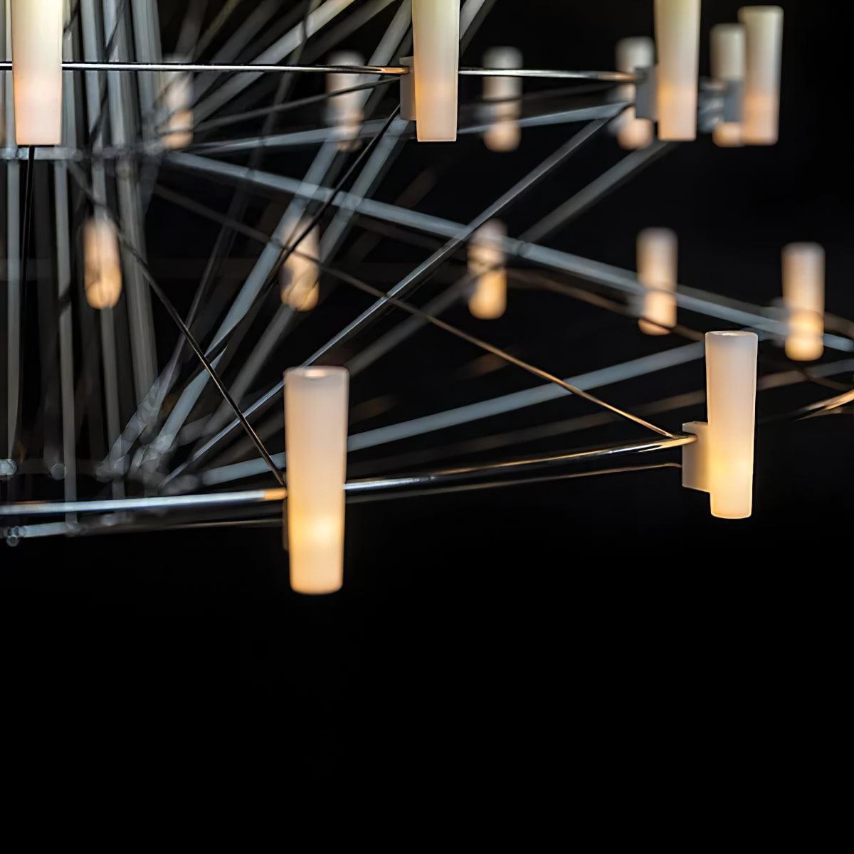 Modern Sky Ballet LED Ring Chandelier Minimalist Stainless Steel and Acrylic Pendant Light Fixture