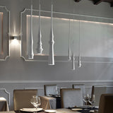 Modern Slim Aluminum Pendant Light with Curved Bamboo Design for Kitchen Island Dining Table
