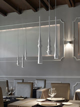 Modern Slim Aluminum Pendant Light with Curved Bamboo Design for Kitchen Island Dining Table