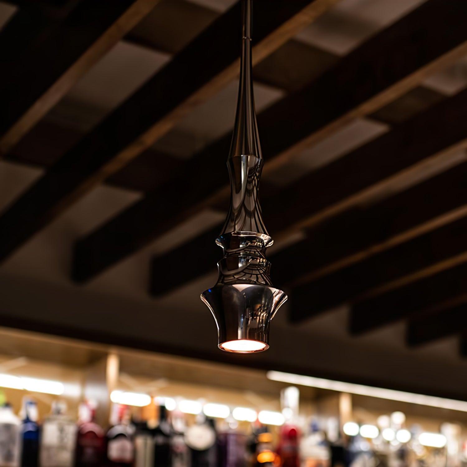 Modern Slim Aluminum Pendant Light with Curved Bamboo Design for Kitchen Island Dining Table