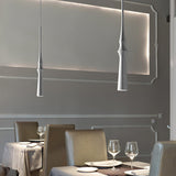 Modern Slim Aluminum Pendant Light with Curved Bamboo Design for Kitchen Island Dining Table