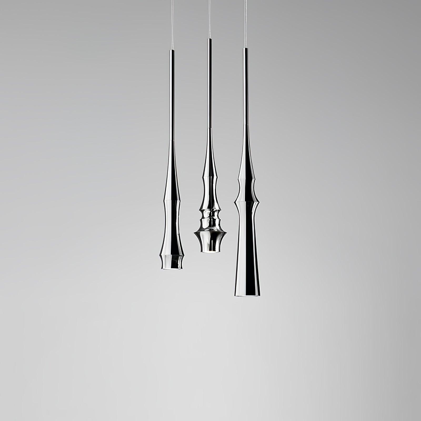 Modern Slim Aluminum Pendant Light with Curved Bamboo Design for Kitchen Island Dining Table