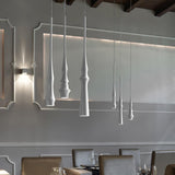 Modern Slim Aluminum Pendant Light with Curved Bamboo Design for Kitchen Island Dining Table