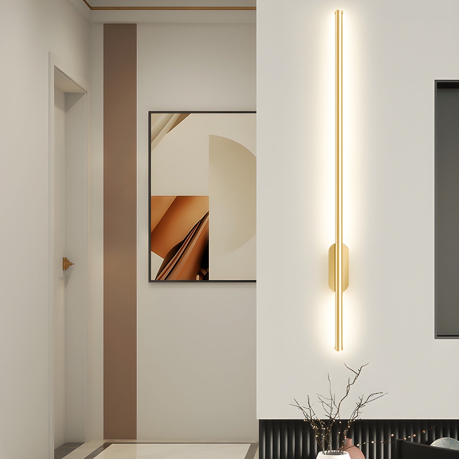 Modern Slim Linear LED Wall Sconce Minimalist Long Bracket Light for Hallway and Bedroom